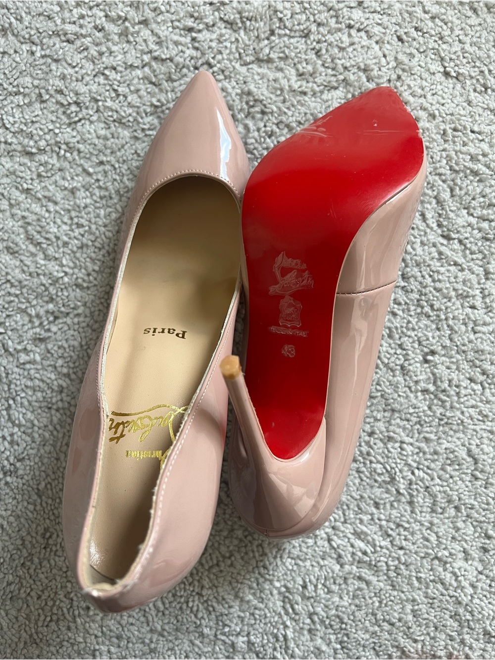Christian Louboutin Blush Patent Pigalle 100 Pointed Toe Pumps